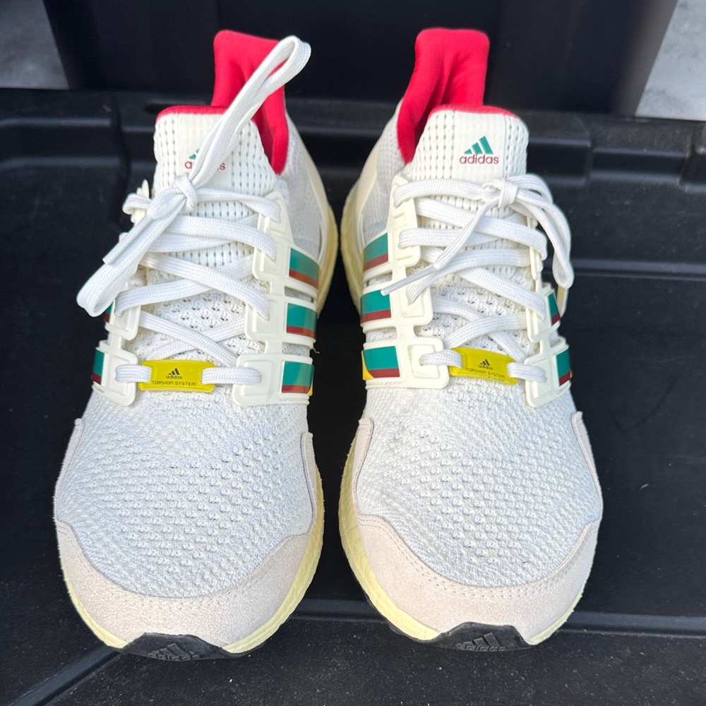 Adidas Ultra Boost Cream and Red Running Shoes
